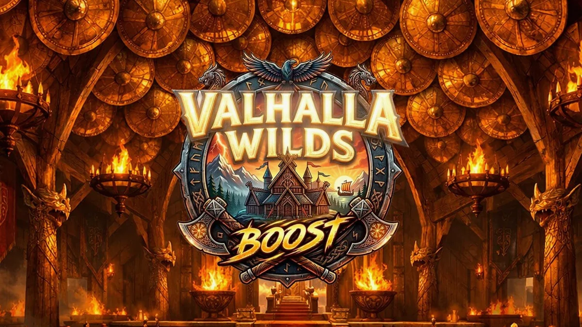 Valhalla Wilds Boost slot game screen with Viking theme